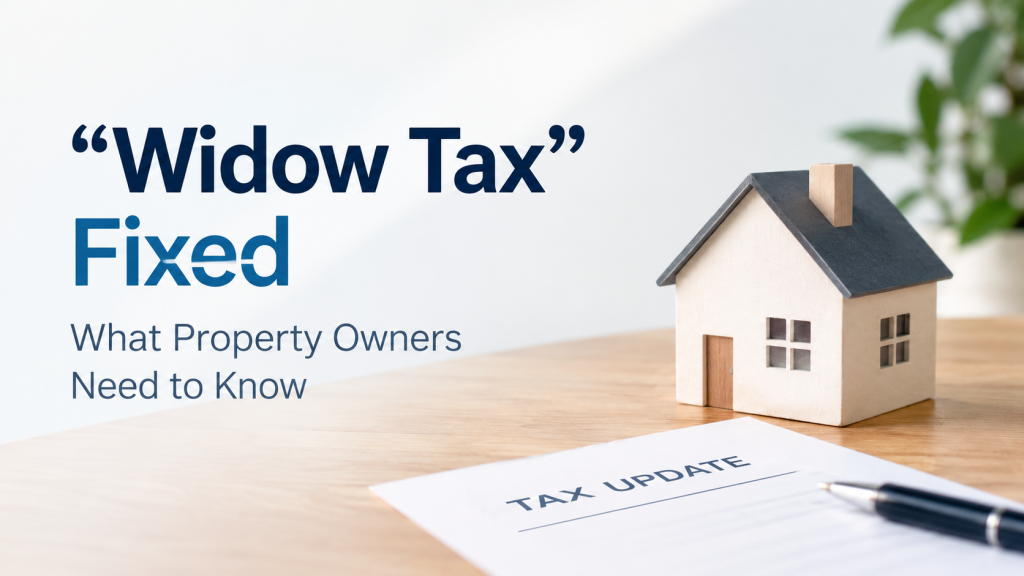 The “widow tax” issue in Australia has been fixed. New rules protect certain pre-12 May 2026 residential properties following death, relationship breakdown or the first use of a former main residence as a rental